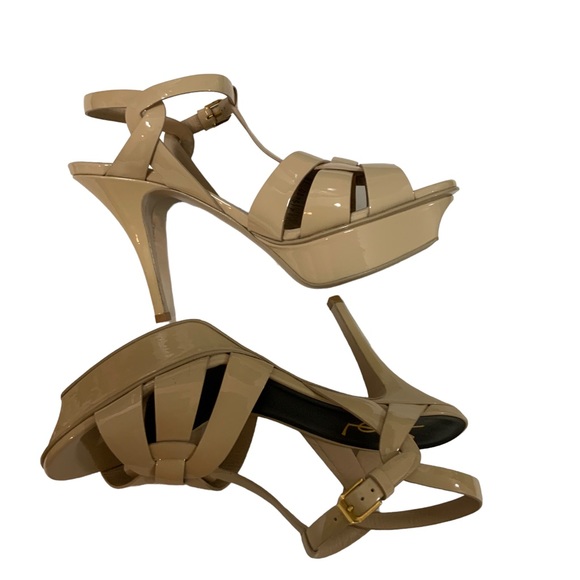 YSL Tribute Lower Heels in Nude Patent sz 38 NWT - Picture 9 of 12